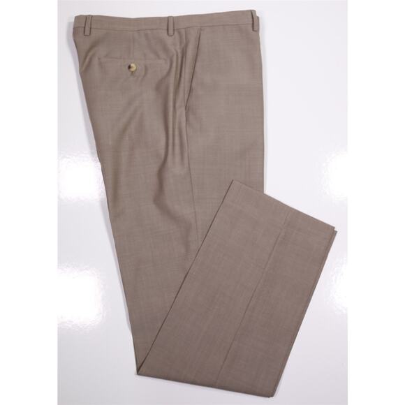 Hugo Boss Solid Light Brown Flat Front Wool Dress Pants 35x34 - Picture 1 of 7